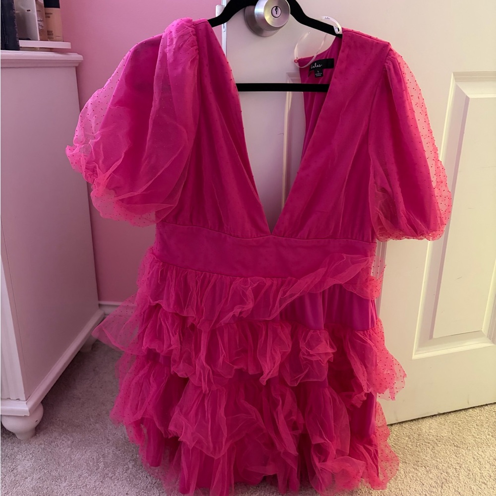 Lulu's Pink Ruffled Mini Dress